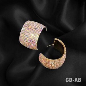 Bling Rhinestone Pave Hoop Evening Statement Earrings